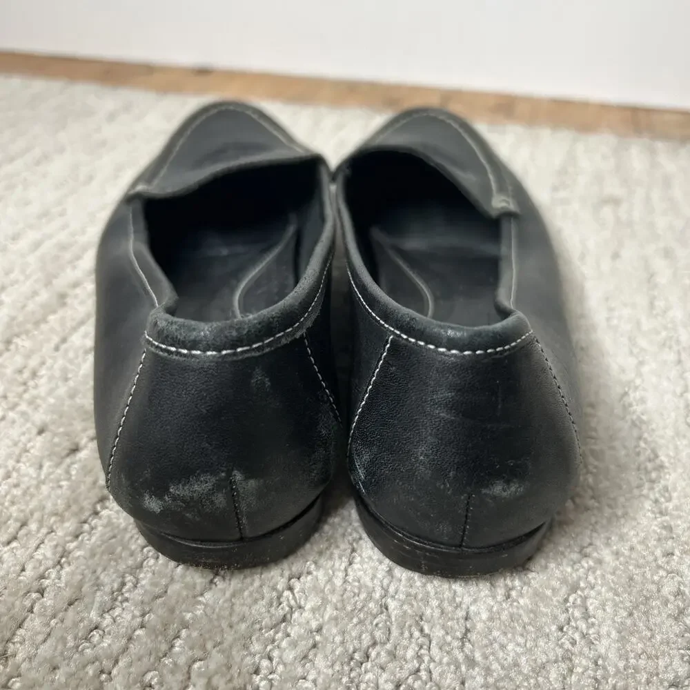 Liz Claiborne Vintage Leather Flats Womens Size 7.5N Preppy Slip On Embroidered